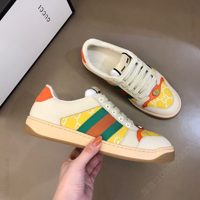 gucci古驰 Gu～i情侣低帮运动鞋系列复古小脏鞋平板鞋