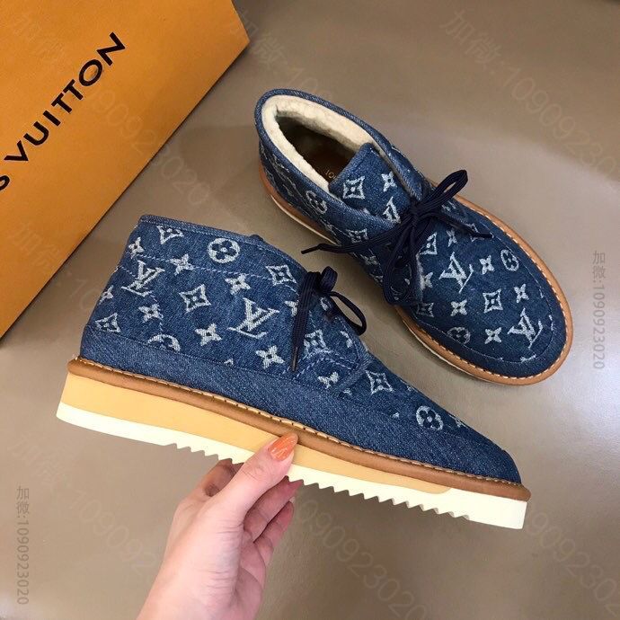 LV/路易威登 L 奢牌秋冬高帮情侣羊毛靴