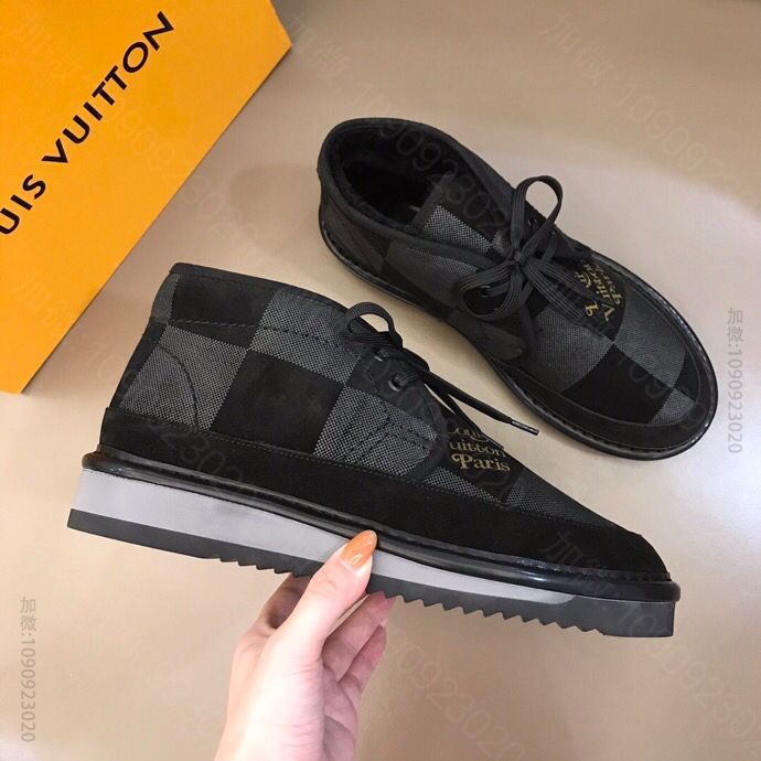 LV/路易威登 L 奢牌秋冬高帮情侣羊毛靴