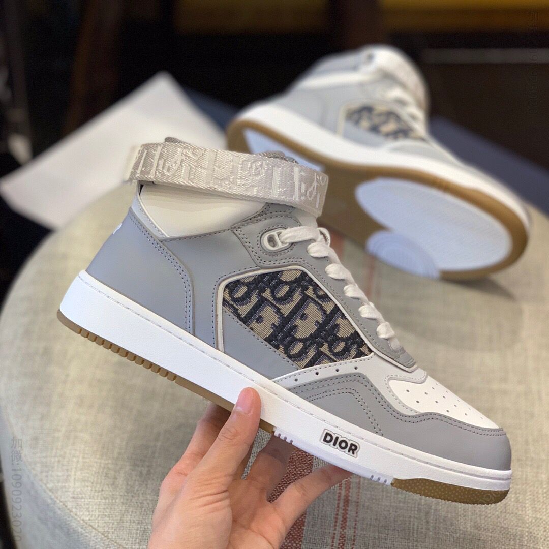 Dior迪奥 光滑牛皮革情侣高帮B27休闲运动鞋