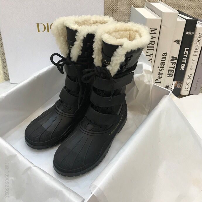 dior迪奥 2023秋冬最新 毛毛系带高筒靴