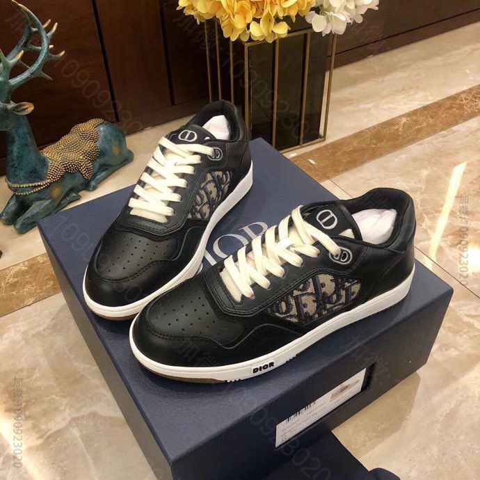 Dior迪奥 灰色和白色光滑牛皮革情侣低帮B27休闲运动鞋