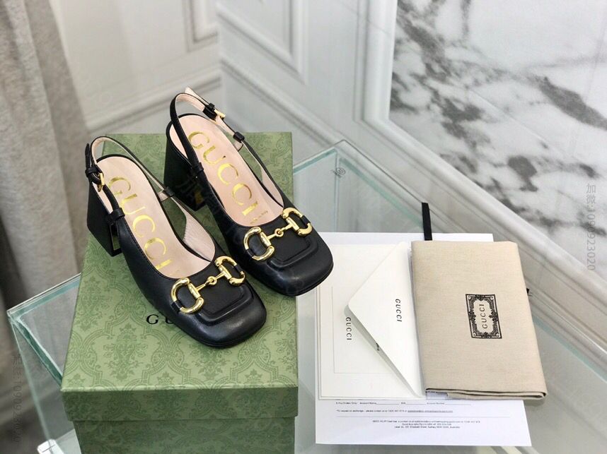 Gucci古驰 进口牛皮马衔扣经典春秋系列女士高跟鞋