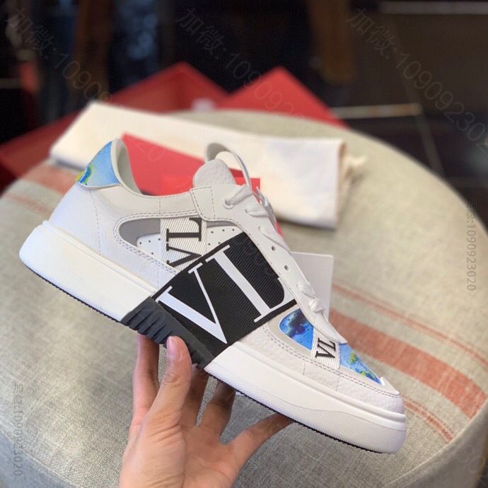 Valentino华奴天伦 VLTN logo绑带小牛皮绑带运动鞋