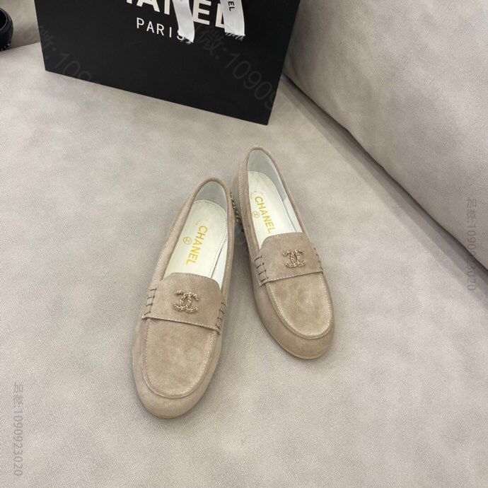 chanel香奈儿 2023 新款真皮大底链条乐福单鞋