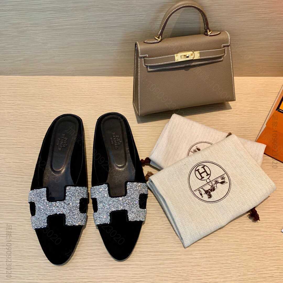 秋冬新款麂皮 Chamois LeatherH半拖平底鞋