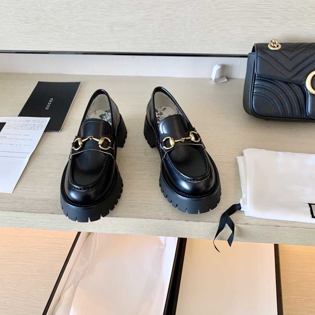 Gucci古驰 2023新款皮革乐福松糕鞋 古琦女士皮鞋 