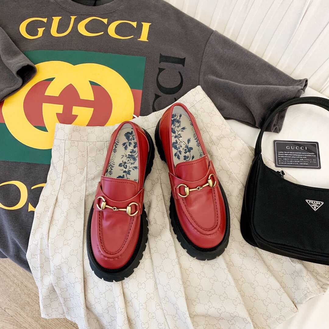 Gucci古驰 2023新款皮革乐福松糕鞋