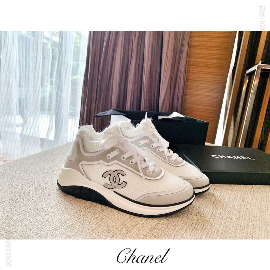 chanel香奈儿 小香新款双C Logo色彩拼接 空气感轻便羊毛运动跑鞋