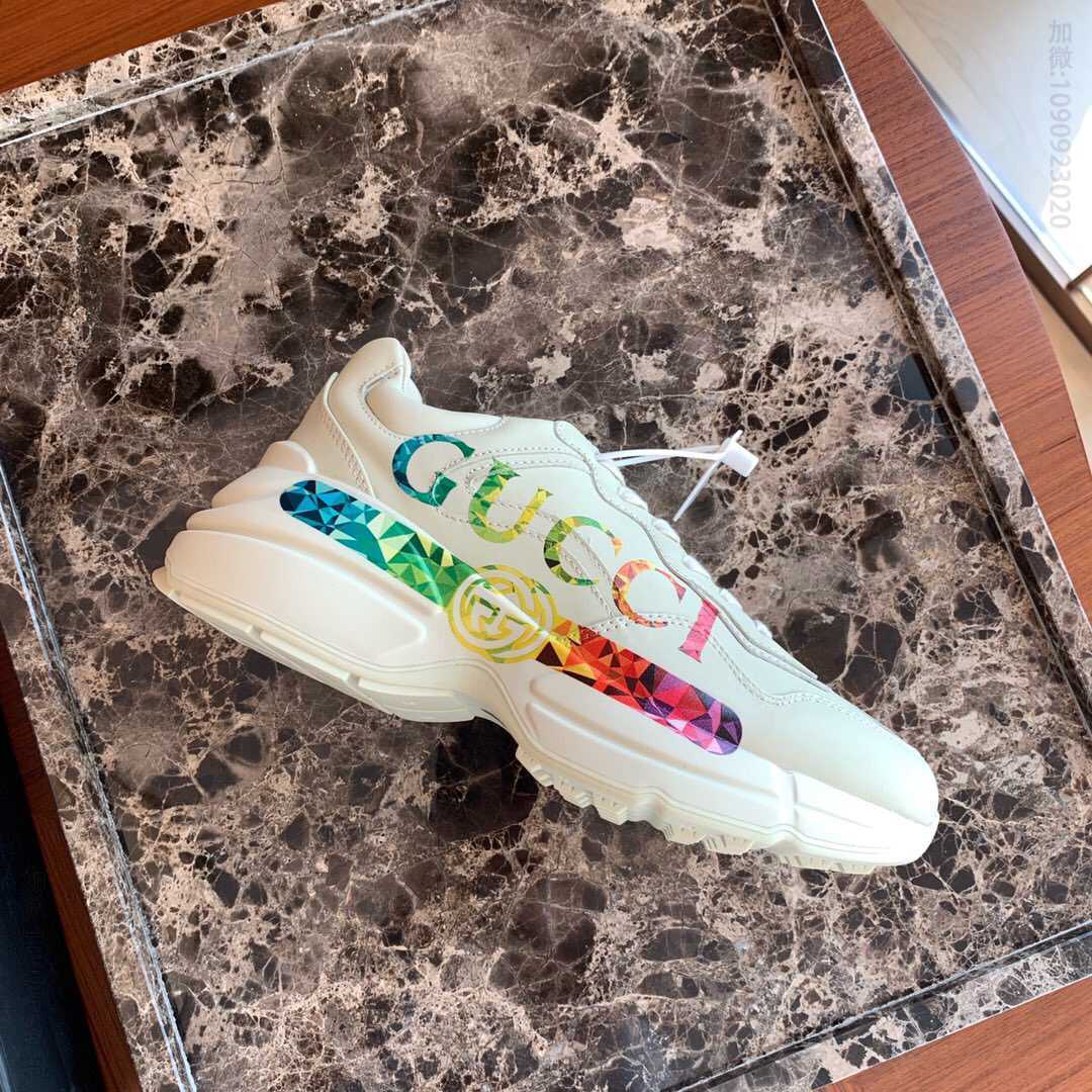 Gucci古驰 Rhyton系列男女同款Gucci标识皮革运动鞋