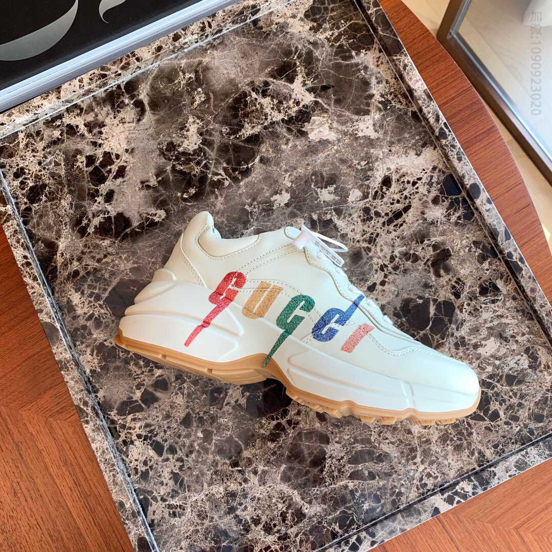 Gucci古驰 Rhyton系列男女同款Gucci标识皮革运动鞋