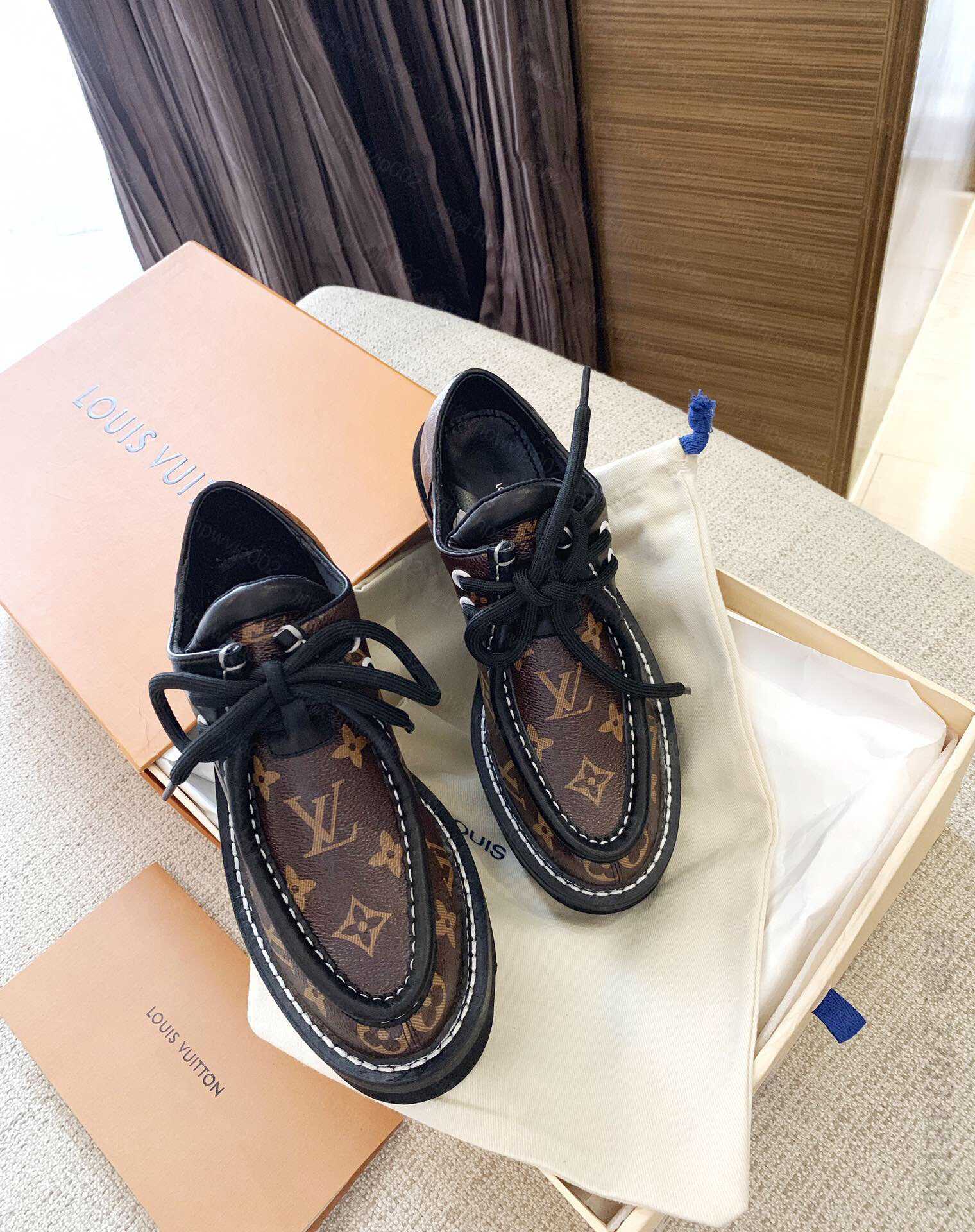 奢侈名品LV女款皮鞋 LV/路易威登 2023新款秀场明星网红同款厚底增高乐福鞋 名鞋网 