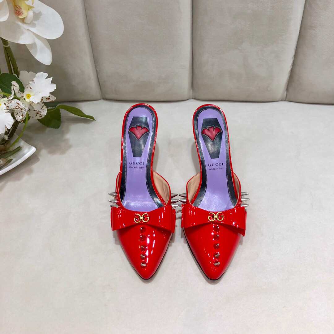 Gucci古驰 2023早春新品专柜同步女士7.5厘米高跟拖鞋凉鞋
