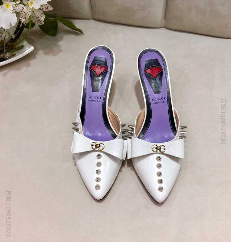 Gucci古驰 2023早春新品专柜同步女士7.5厘米高跟拖鞋凉鞋