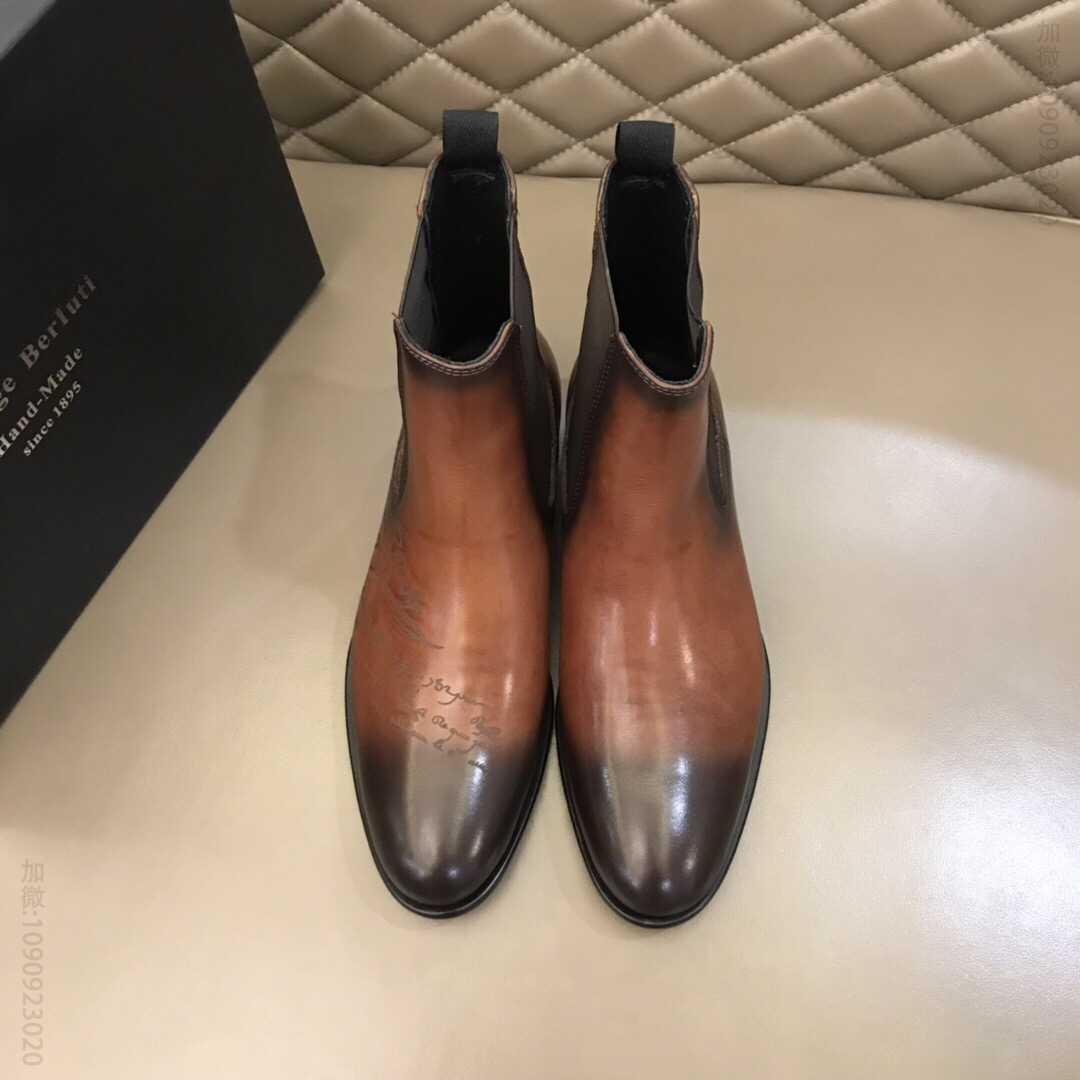 Berluti伯鲁提 Ber意大利奢品纯手工制作秋冬男士高帮靴