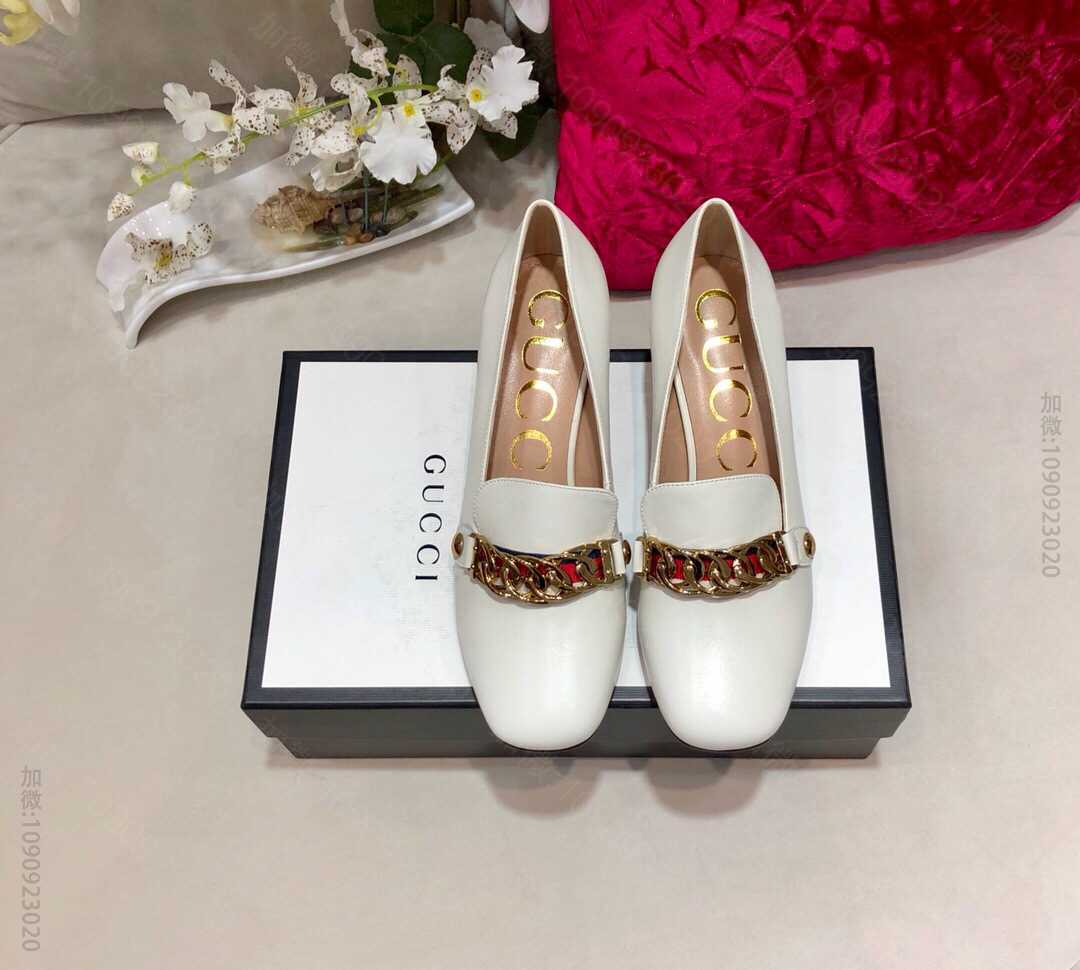 gucci古驰 4.5cm原版楦形、私家开模真金电镀链女士高跟鞋