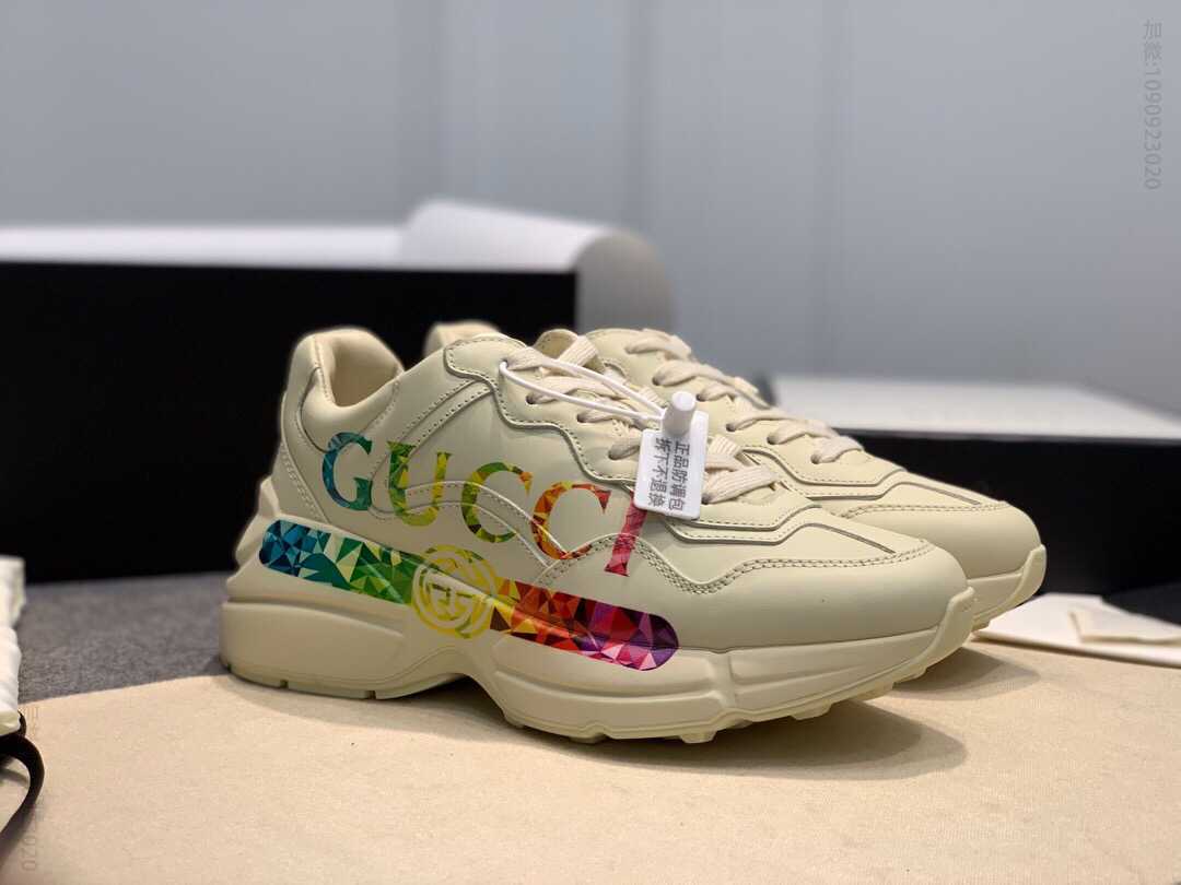 Gucci古驰 做旧皮革角状复古慢跑鞋