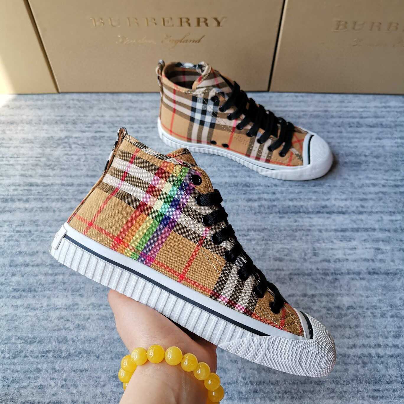情侣款Burberry 巴宝莉官方最新发售春款 高帮硫化鞋男女鞋