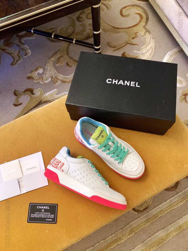 chanel香奈儿 2023植绒Logo拼色板鞋