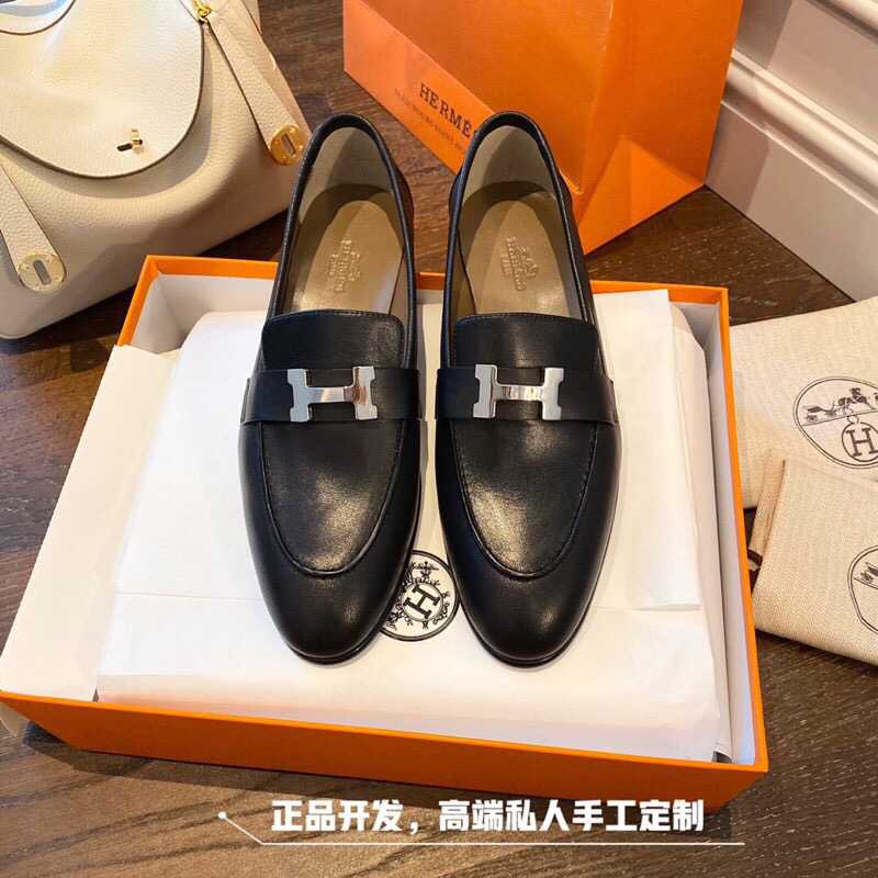HERME爱马仕 全网独家纯手工制作，私人高端定制女士商务皮鞋 Royal乐福鞋