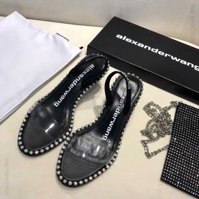 Alexander wang 大王 2023最新款意大利真皮大底女士凉鞋拖鞋