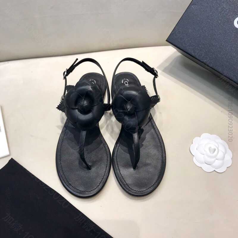 chanel香奈儿 意大利真皮底进口混种羊皮凉鞋人字拖
