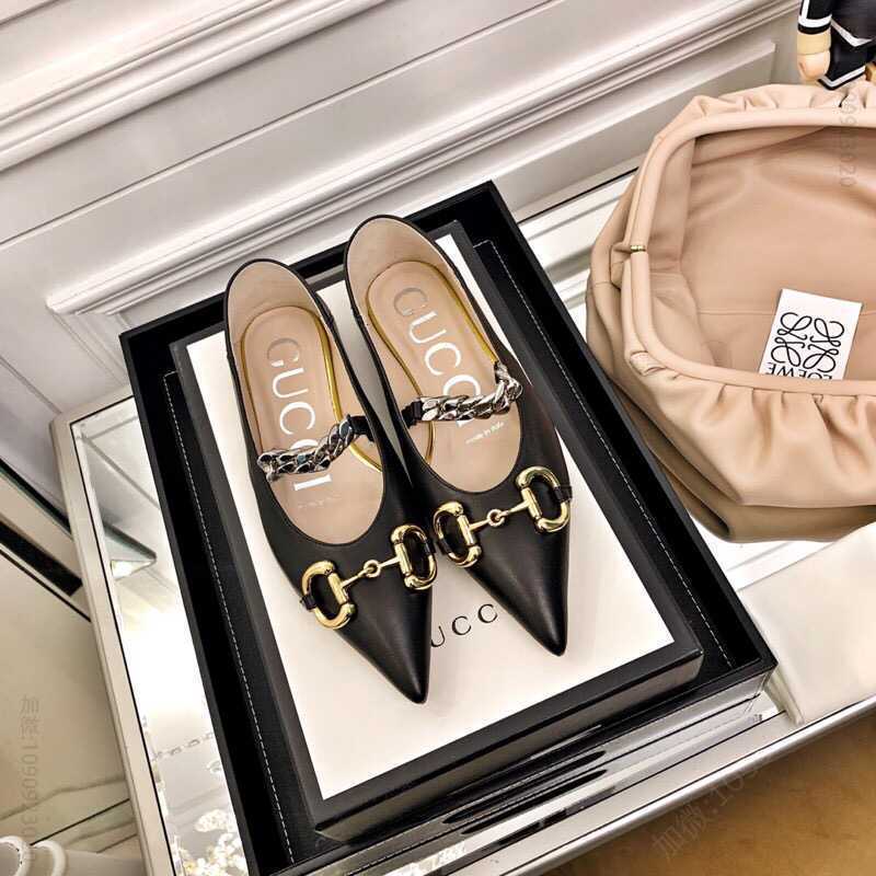 gucci古驰 G家尖头马衔扣链条脚踩跟两穿拖鞋