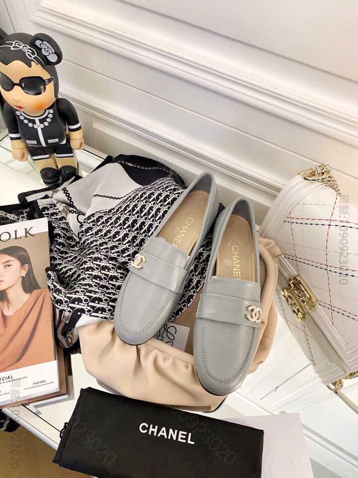 chanel香奈儿 2023 新款进口意大利双C扣乐福单鞋