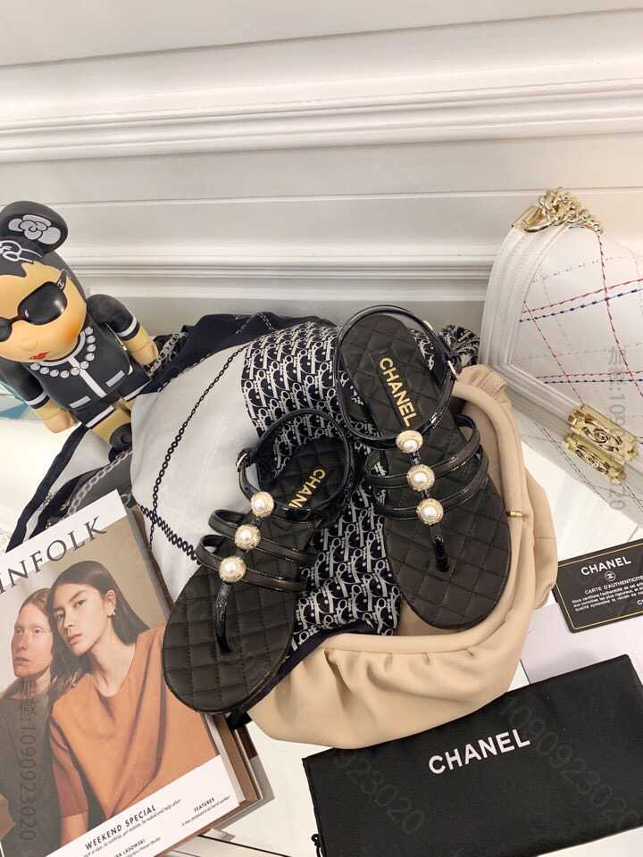 chanel香奈儿 2023 新款进口意大利小牛皮珍珠露趾单鞋