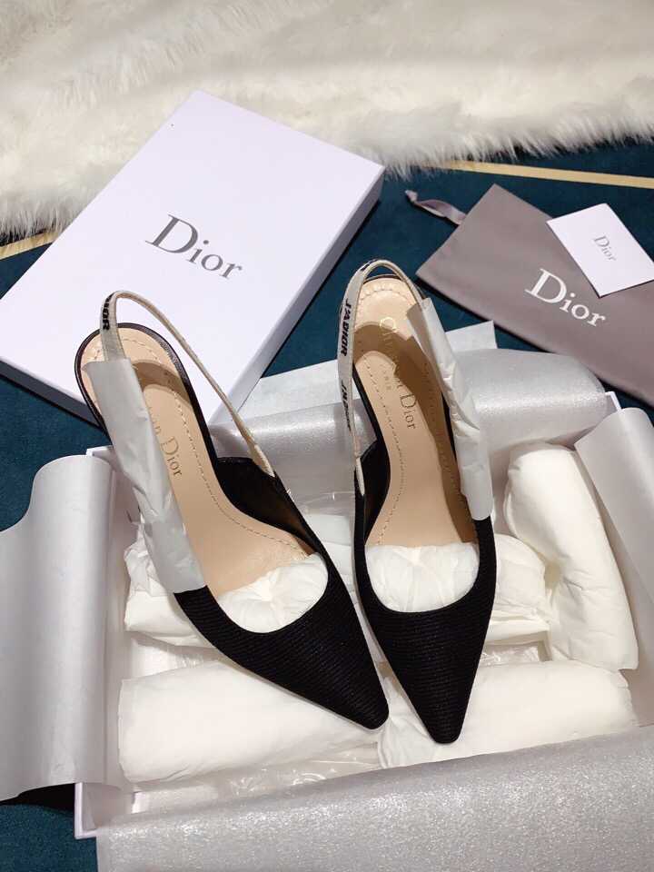 Dior迪奥 2023新款 迪奥DIOR 黑布和J'ADIOR白色蝴蝶结高跟鞋