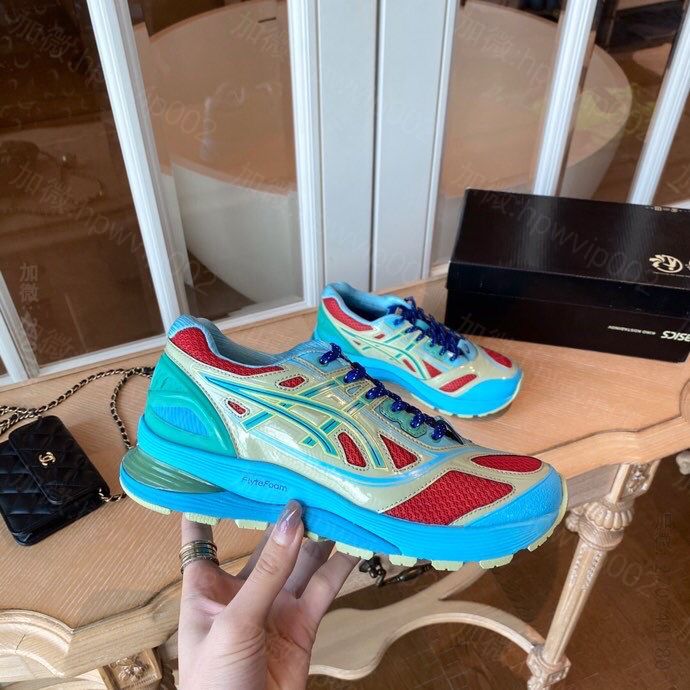 精品潮牌女款运动鞋 精品潮牌女鞋 Asics x Kiko 联名第二款复古跑鞋魔术贴专业运动鞋 