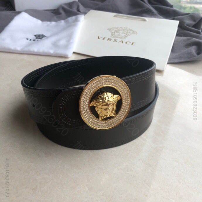 VERSACE范思哲男士黑色[咖啡]牛皮双面外用腰带3.8cm