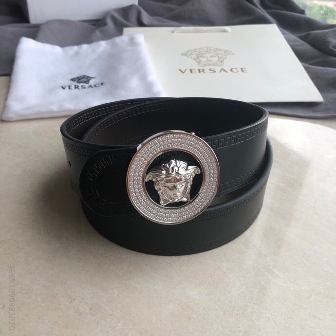 VERSACE范思哲男士黑色[咖啡]牛皮双面外用腰带3.8cm