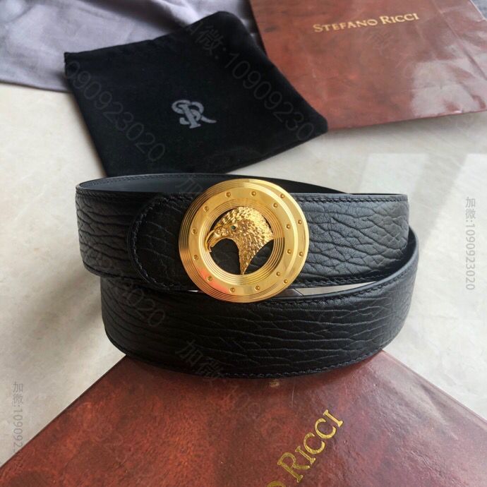 STEFANORICCI史蒂芬.劳尼治新款精钢鹰头金属挂扣3.8cm头层牛皮...