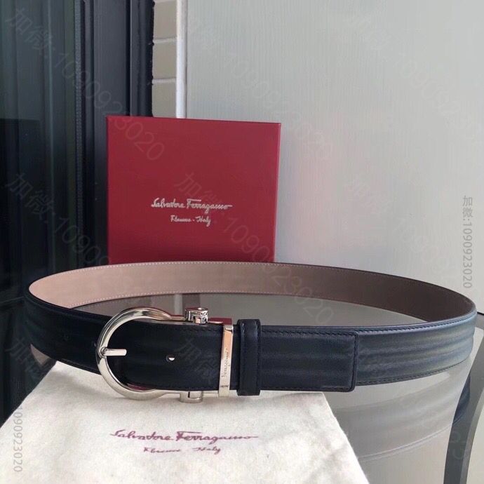 SalvatoreFerragamo菲拉格慕男士3.5cm精致针式扣头进口双...