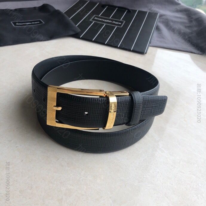 Ermengildo.Zein杰尼亚男士商务休闲旋转针扣进口头层牛皮腰带