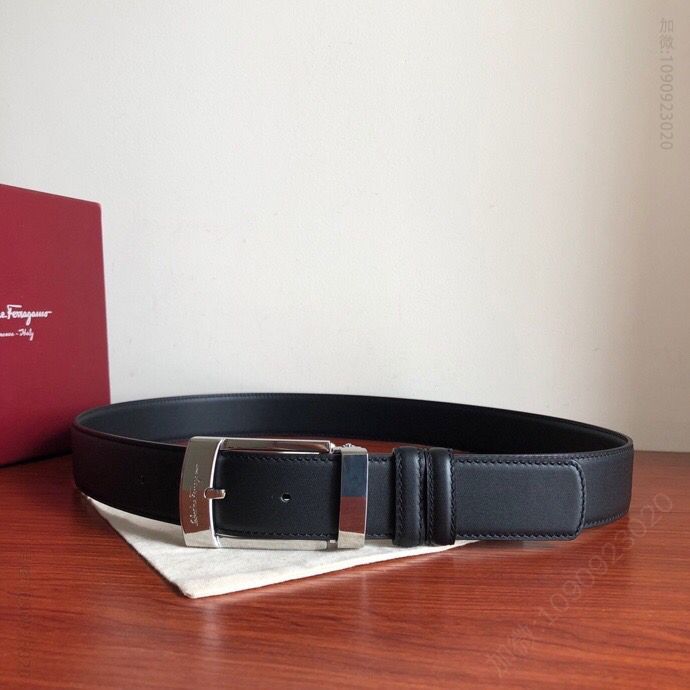 SalvatoreFerragamo菲拉格慕男士3.5cm精品针式扣，进口双面头层牛皮腰带