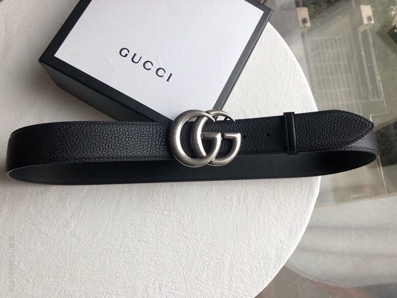 Gucci古驰原版荔枝纹理4.0cmlogo复古腰带