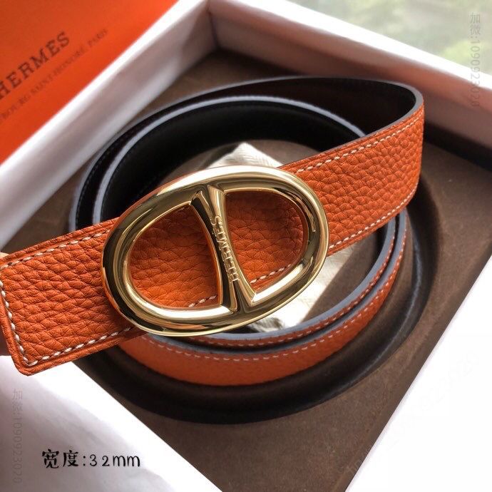Hermes爱马仕款 金色银色经典金属挂扣腰带32mm