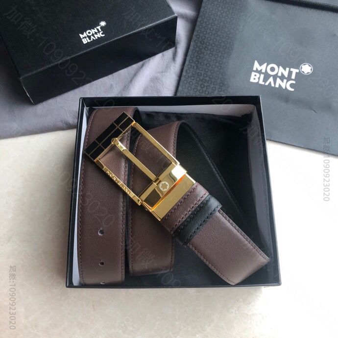 Montblanc万宝龙头层牛皮双面男士腰带宽度:3.5cm