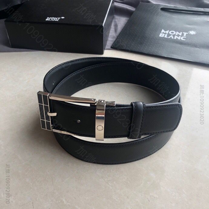 Montblanc万宝龙头层牛皮双面男士腰带宽度:3.5cm