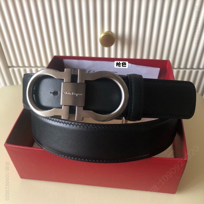 SalvatoreFerragamo菲拉格慕男士3.5cm精致金属夹扣进口头层牛皮腰带