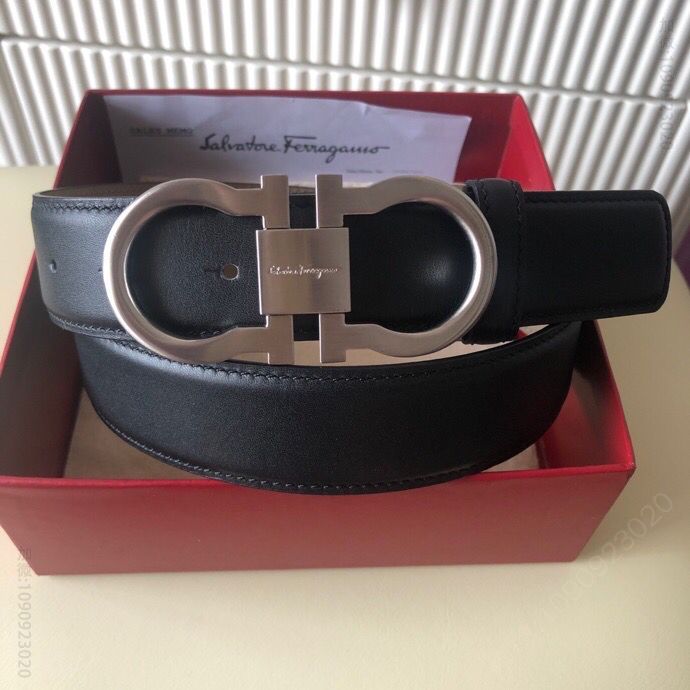 SalvatoreFerragamo菲拉格慕男士3.5cm精致金属夹扣进口头层牛皮腰带
