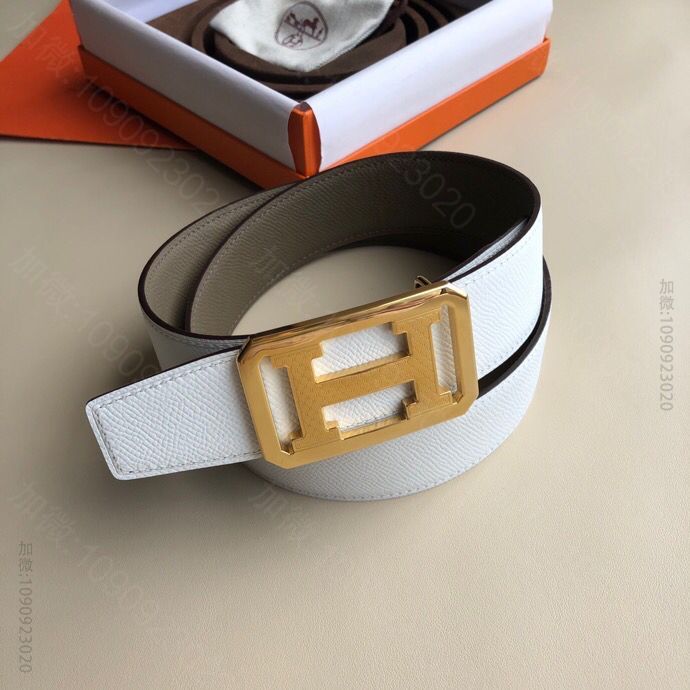 Hermes爱马仕 男款3.8cm专柜皇家金属扣精钢材质，搭配专柜双面外用原...