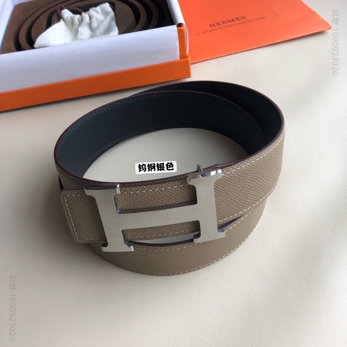 Hermes爱马仕 男款3.8cm钨钢高档材质金属扣手掌纹原版皮腰带