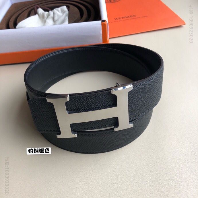 Hermes爱马仕 男款3.8cm钨钢高档材质金属扣手掌纹原版皮腰带
