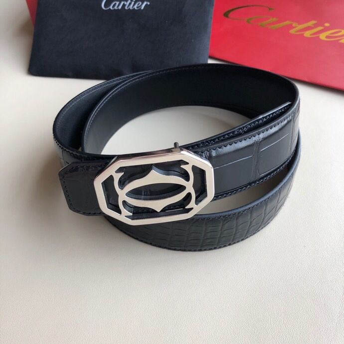 Cartier卡地亚精钢双C方形挂扣腰带