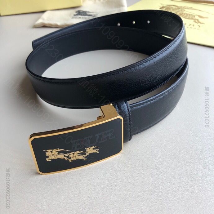 BURBERRY博柏利男士牛皮腰带树脂工艺标志战马金属扣3.5cm头层牛皮腰...