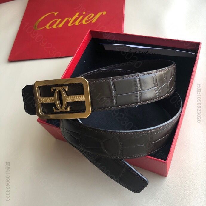 Cartier卡地亚进口头层牛皮精仿鳄鱼皮3.5cm腰带