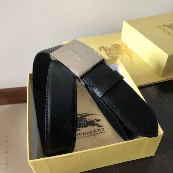 BURERRY博柏利意大利经典板扣全牛皮男士腰带3.5cm